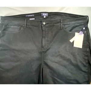 NYDJ Original Slimming Lift Tuck Fit Sheri Ankle Back Snap Black Jeans 24W NWT